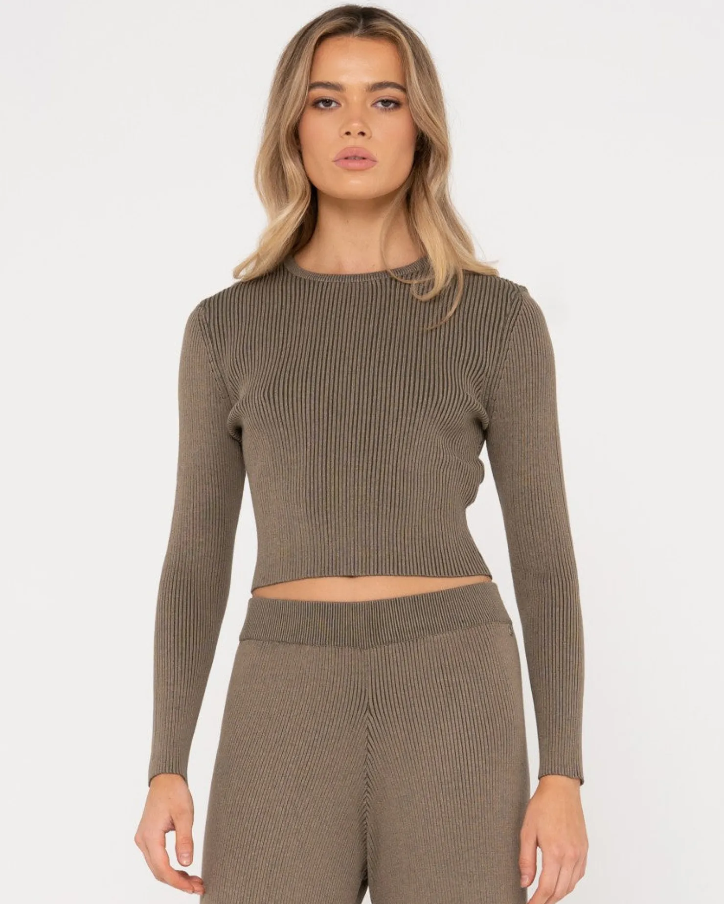 Womens Rusty Solace Long Sleeve Knit Top