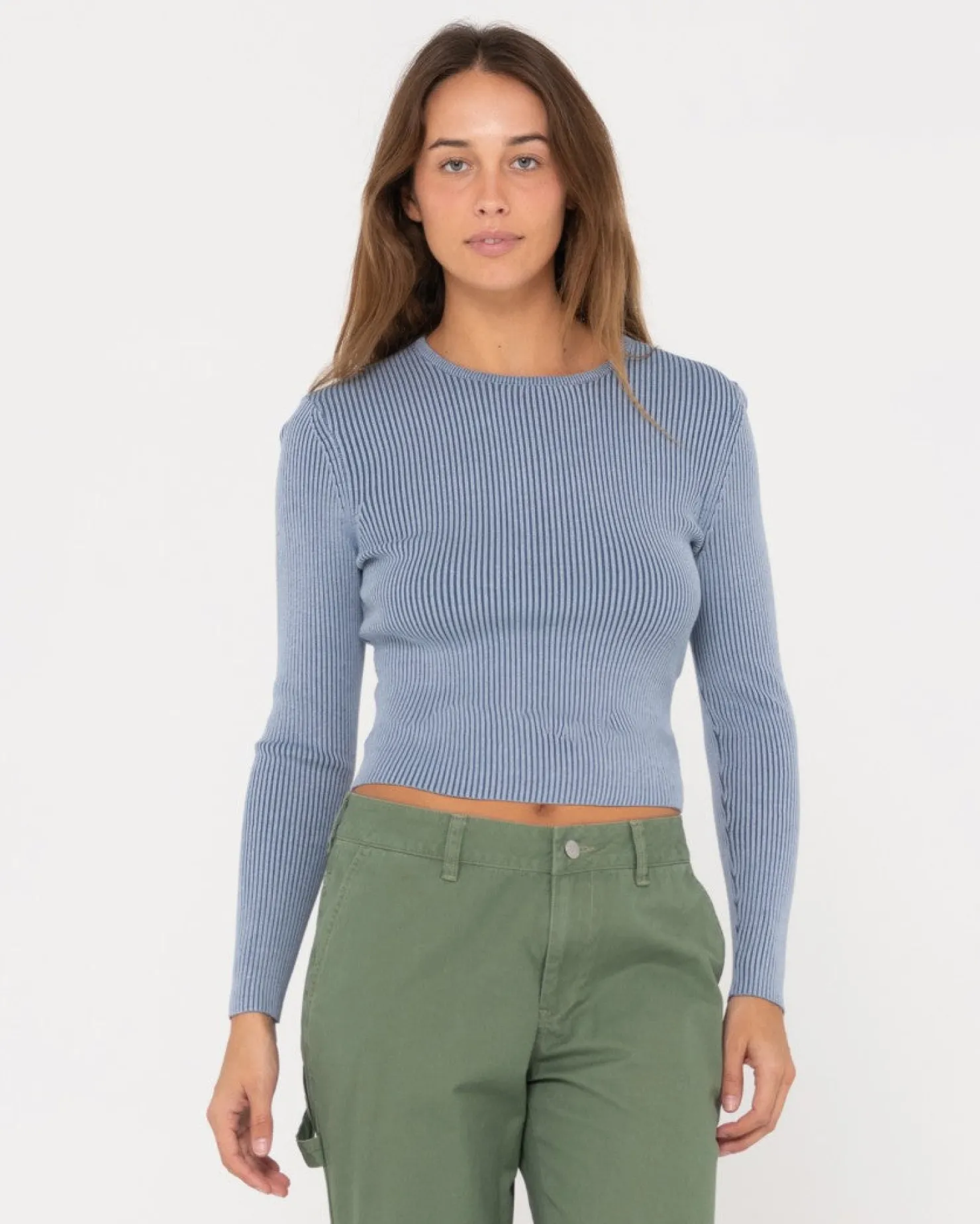 Womens Rusty Solace Long Sleeve Knit Top