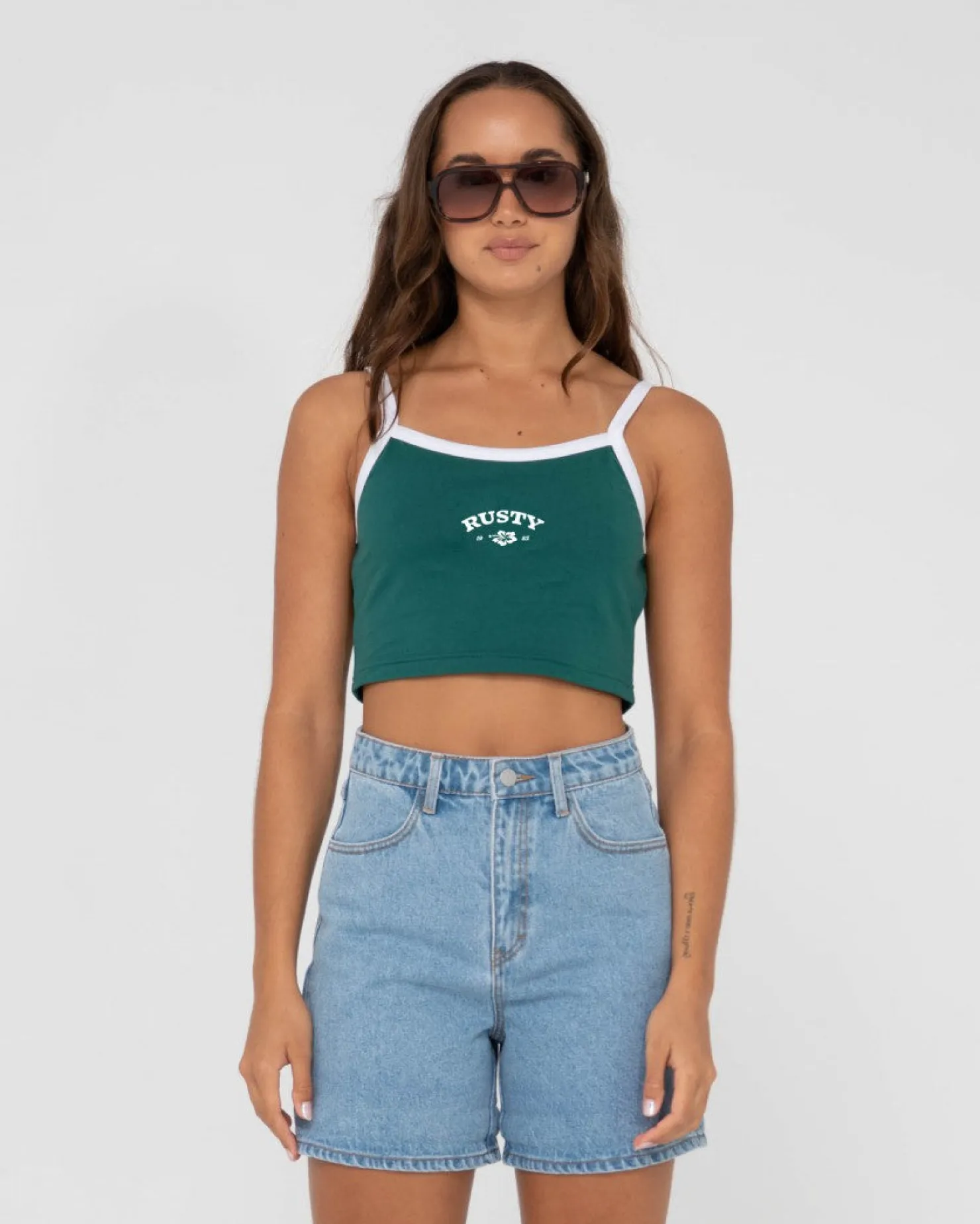 Womens Rusty Thriving Graphic Crop Tank Top